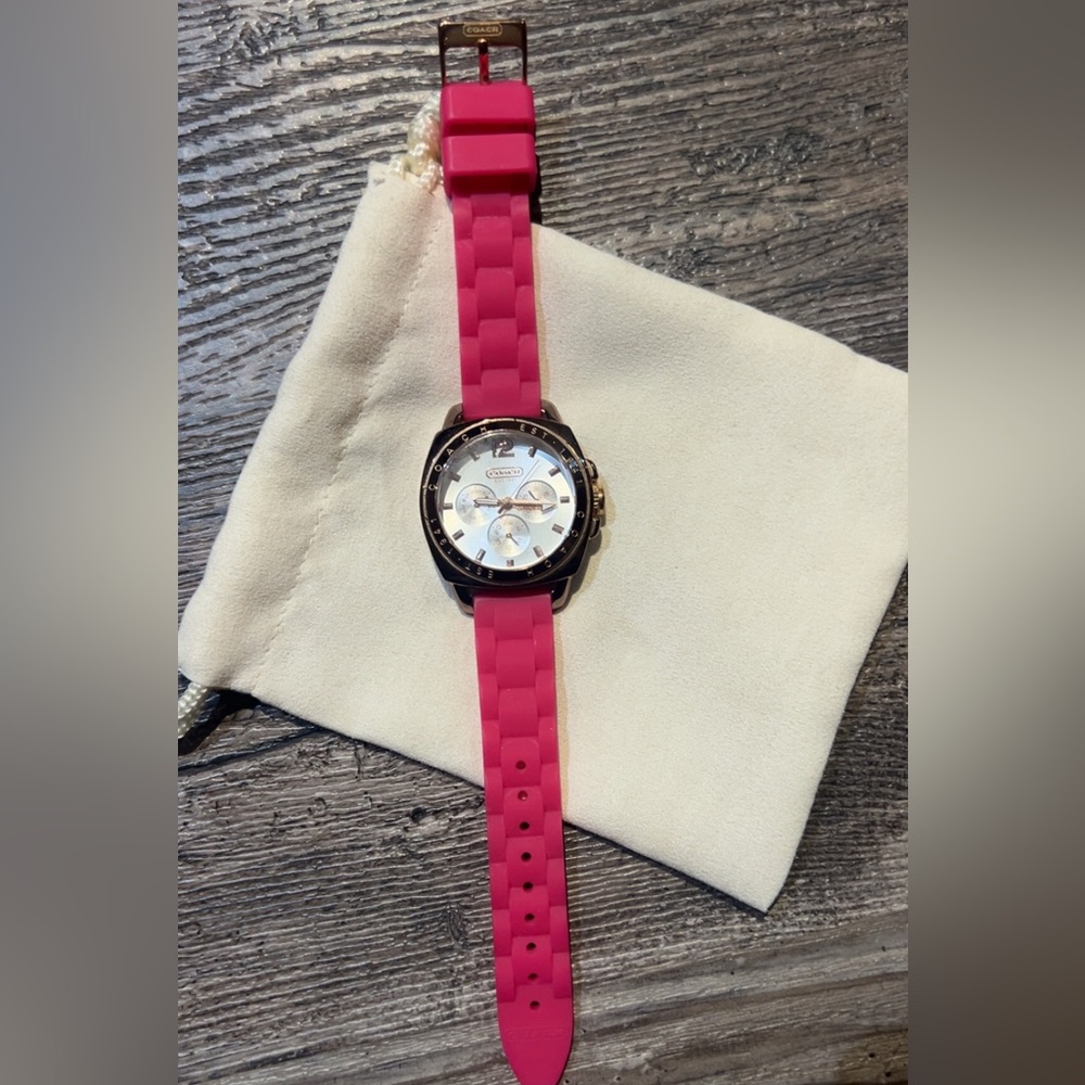 Coach Pink Silicone Strap Women's Watch